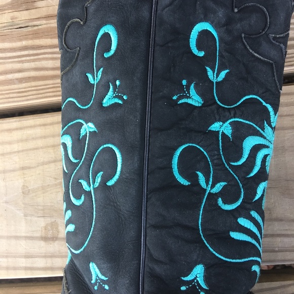 Lane Black and Turquoise Cowgirl Boots - Picture 4 of 9